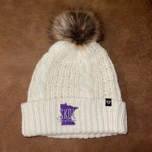 SKOL Sister Minnesota Vikings Women’s White Knit hat with Brown Pom